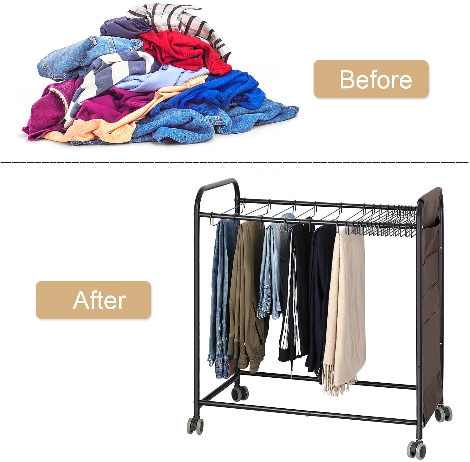 Jeans Scarf Sweatpants Movable Pants Stand Rolling Cart Trolley Trousers Pants Rack