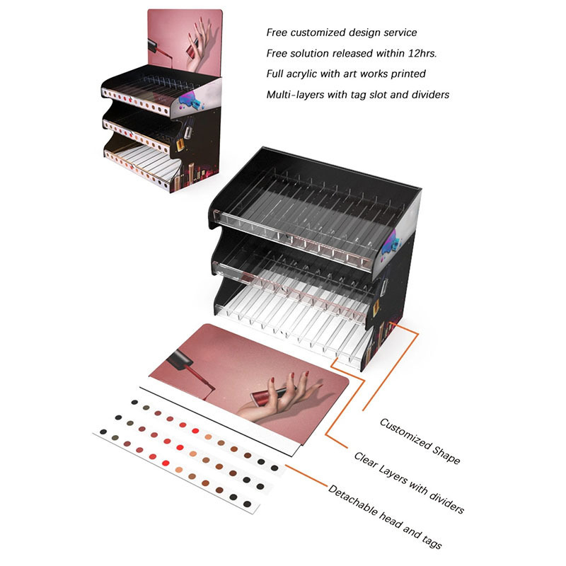 Counter Top 3 Tiers Nail Polish Organizer Display Rack Metal Wire Lipstick Perfume Shelves Rack