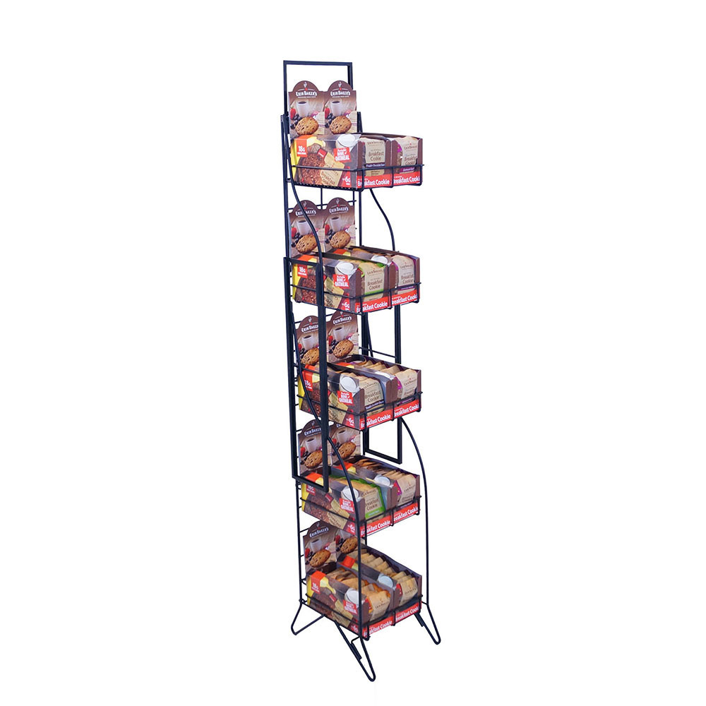 Custom retail shelving 5-Shelf Fold-Up supermarket Wire shelf with Sign Frame