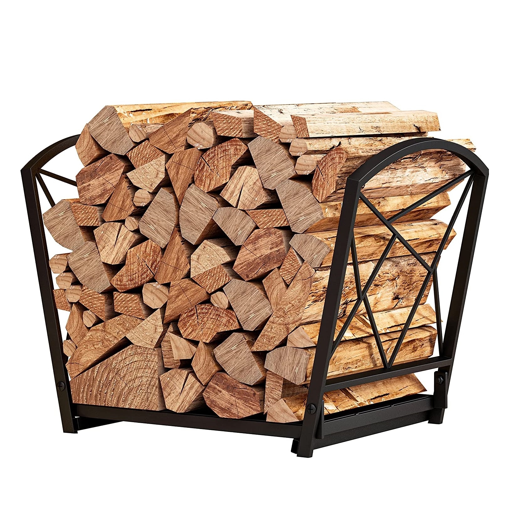 Metal Firewood Log Rack Wood Lumber Storage Storage Holder for Firepit Stove Accessories