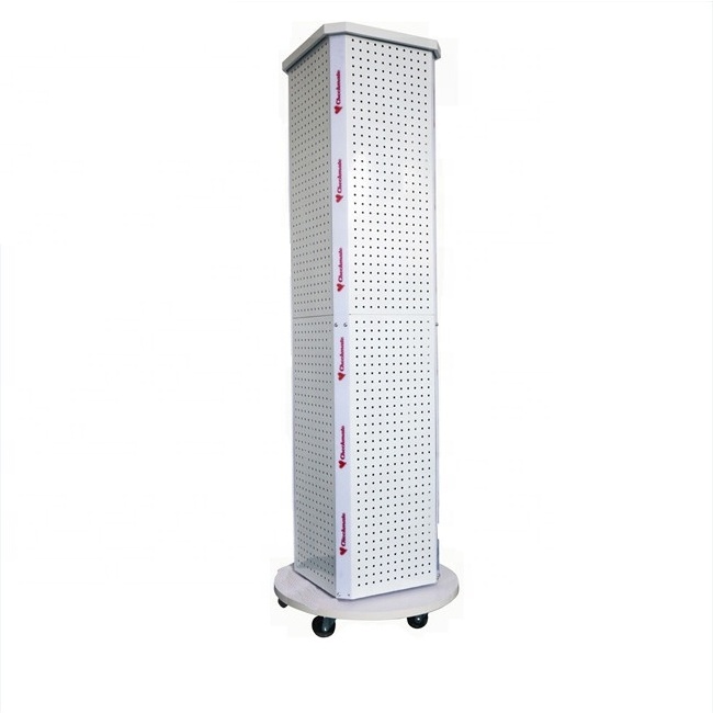 Mobile Metal Pegboard Display Racks Peg Board Display Floor Standing Spinner Rack