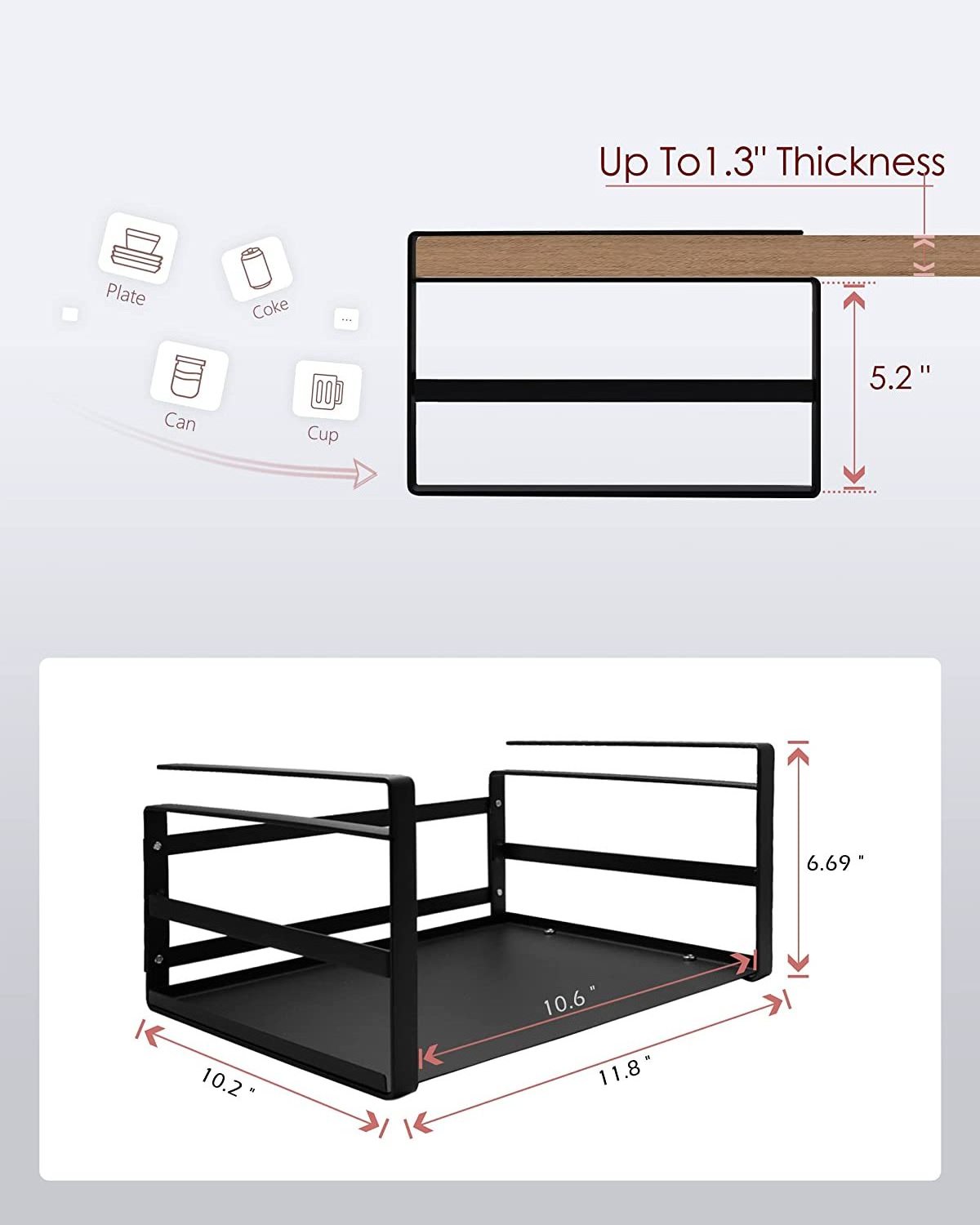 Undershelf Basket Hanging Metal Wall Mounted Storage Cabinet Under Shelf Basket For Kitchen