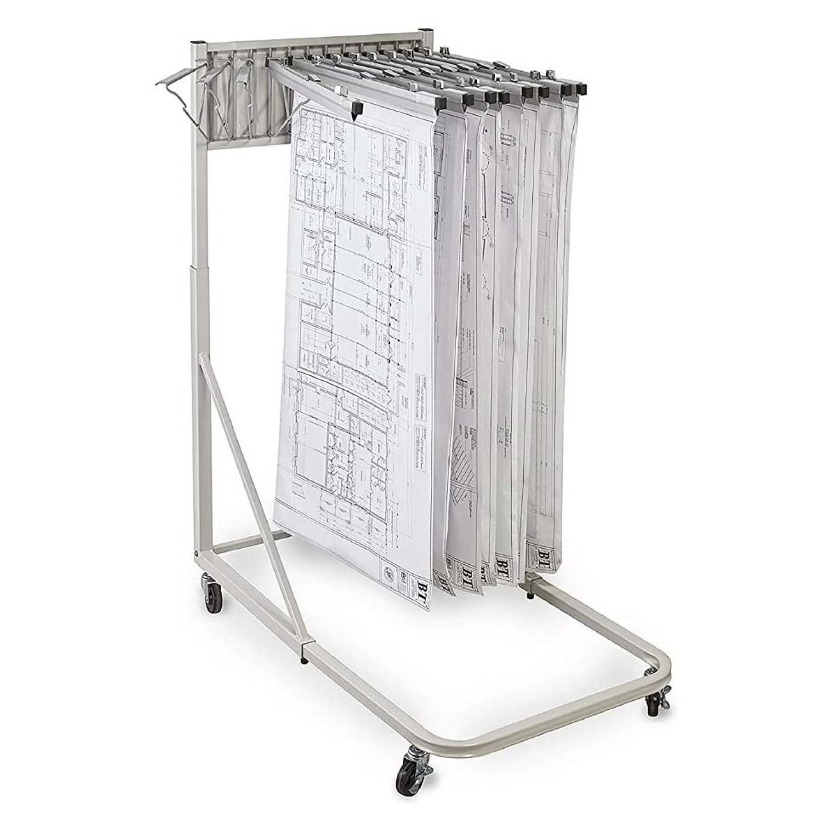 Metal Mobile Blueprint Display Stand Vertical Architectural Plan Storage Poster Display Rack for Office Home Art Galleries