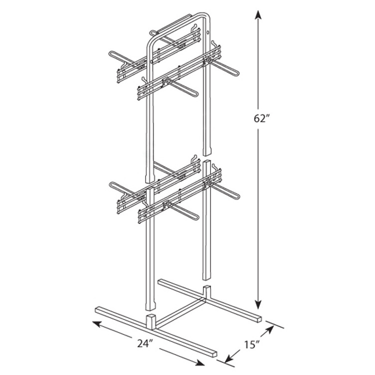 Double Sided Flooring Shopping Bag Merchandiser Holder Display Rack with Adjustable Hooks