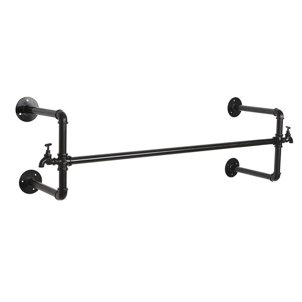 Industrial Pipe Clothing Rack Wall Mounted Cloths Rack Metal Commercial Clothes Racks