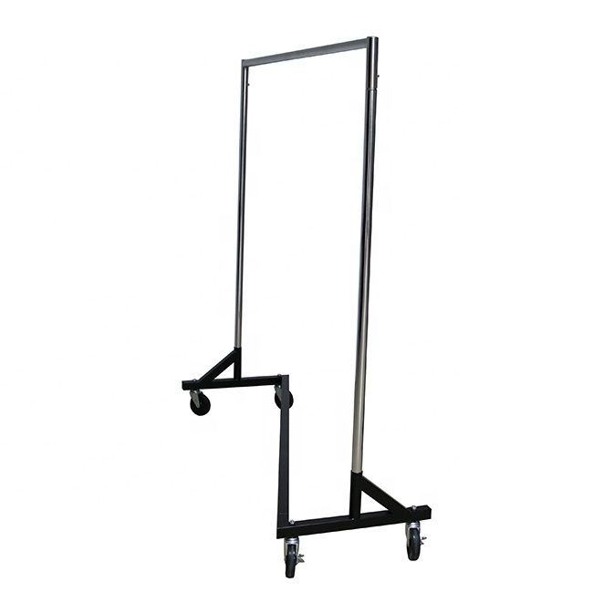 Heavy duty metal rolling z-shaped garment rack display hanging cloth stand clothes rack for home,laundry store use