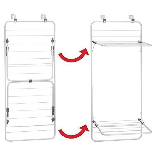 RUIMEI 2 Tiers Over Door Metal Clothes Hanging Rack Laundry Cloth Drying Display Rack