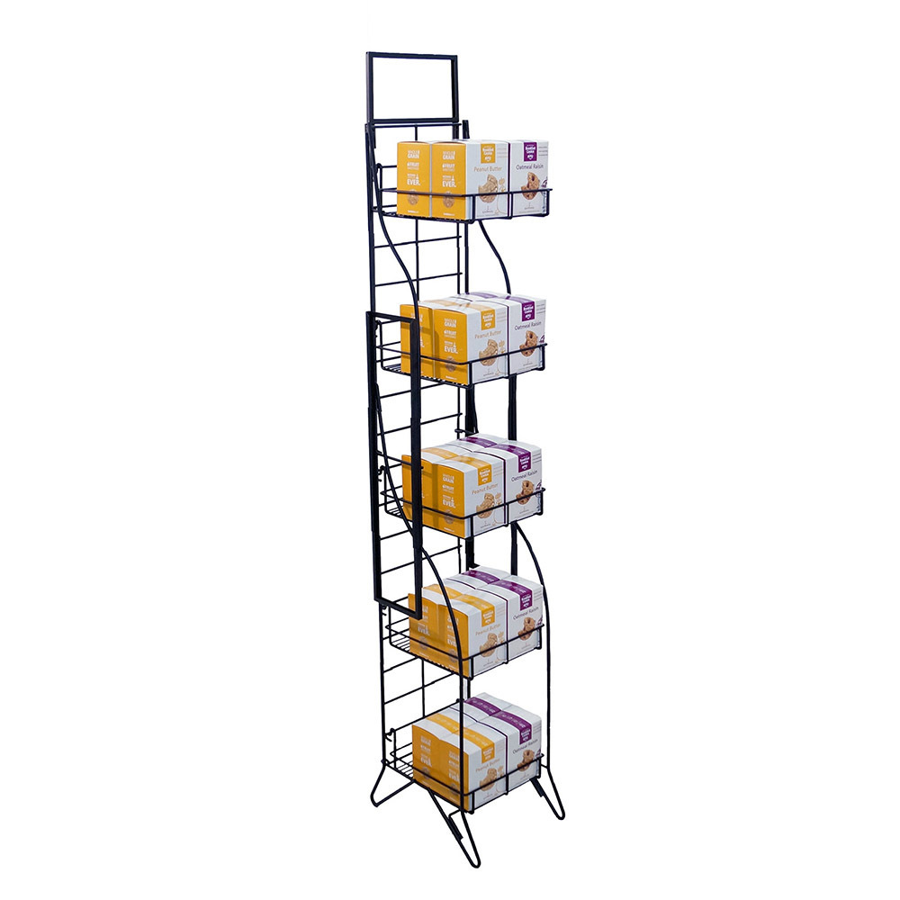 Custom retail shelving 5-Shelf Fold-Up supermarket Wire shelf with Sign Frame