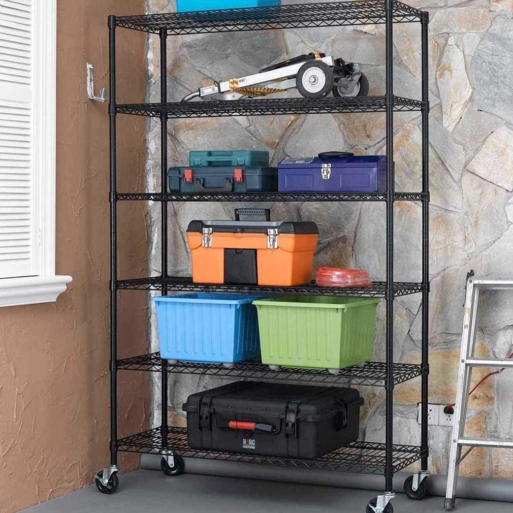 Wire Shelving Unit 6-Shelf Large Storage Shelves Heavy Duty Metal Shelving Height Adjustable Commercial Steel Storage Rack