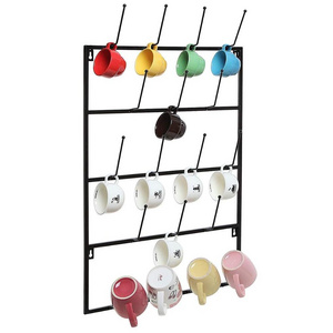 Metal Wire 5 Tier Coffee Mug Rack Wall Mounted Milk Tea Cup Holder Cup Drying Rack