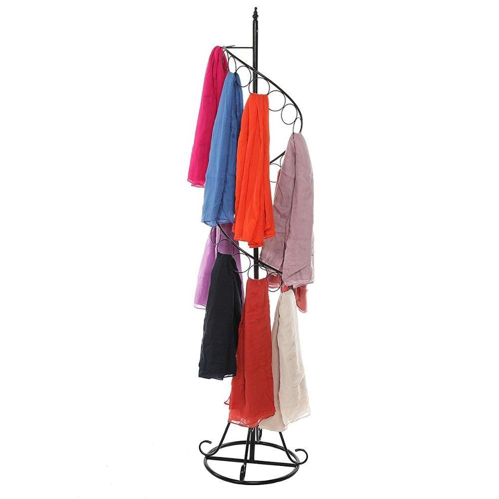 Metal Spiral Design 25 Ring Scarf Display Rack Floor Standing Retail Store Display Stand Rack