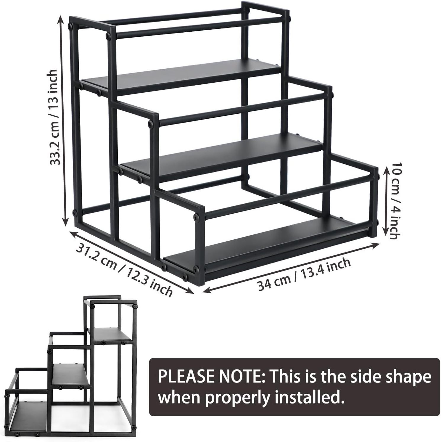 3-Tiers Metal Counter Coffee Syrup Rack Organizer Display Syrup Bottle Storage Stand for Kitchen Cabinet