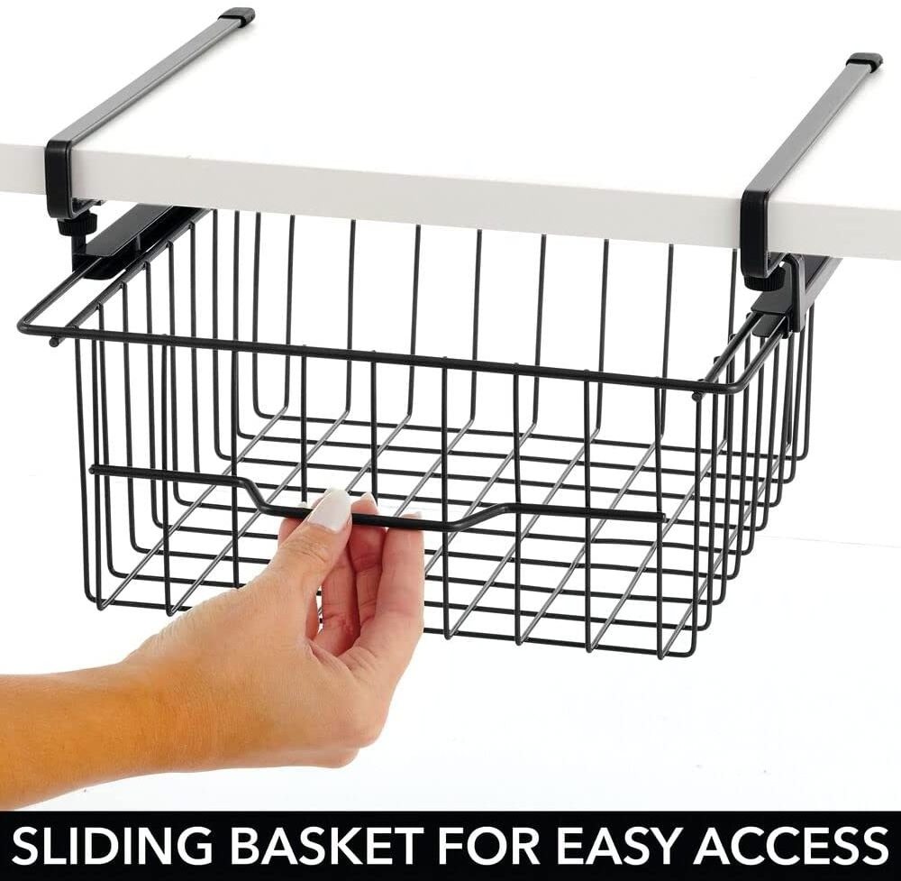 Metal Wire Kitchen Pantry Cabinet Compact Hanging Pullout Drawer Basket Sliding Under Shelf Storage Organizer