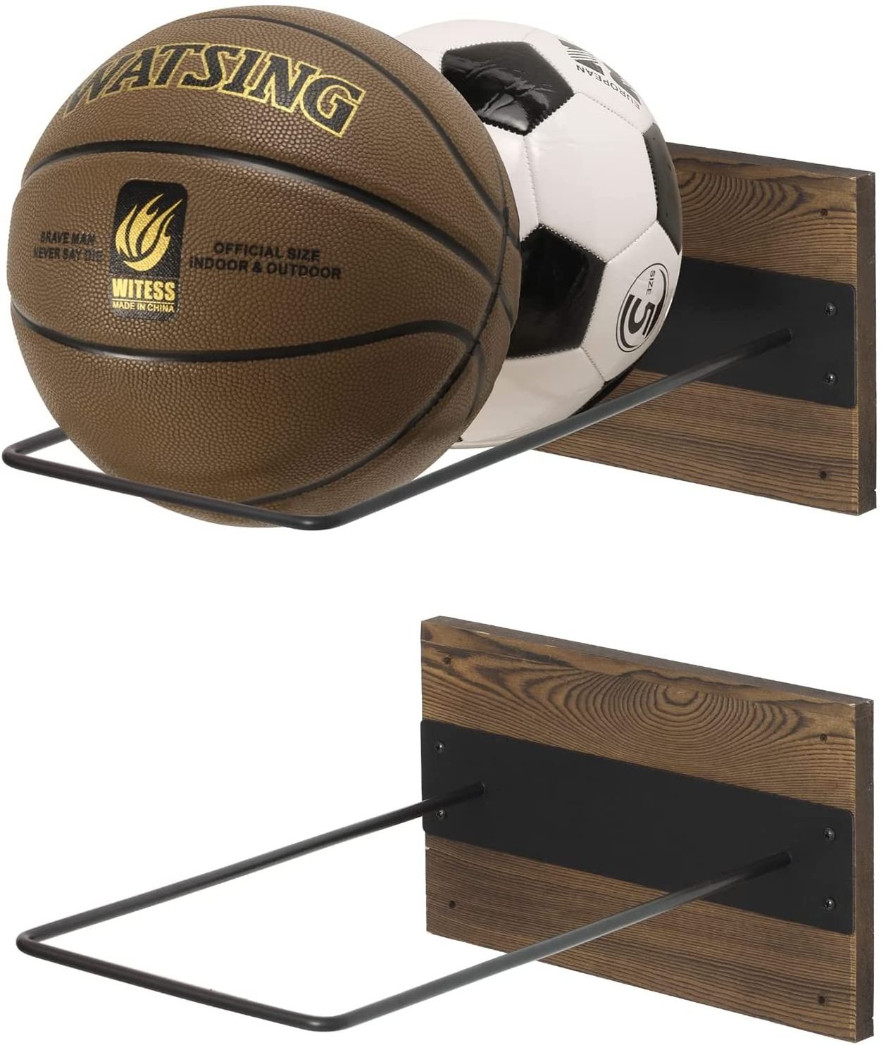 Metal Wall Mounted  Sports Ball Organizer Yoga Ball Basketball Rack Holder for Gym