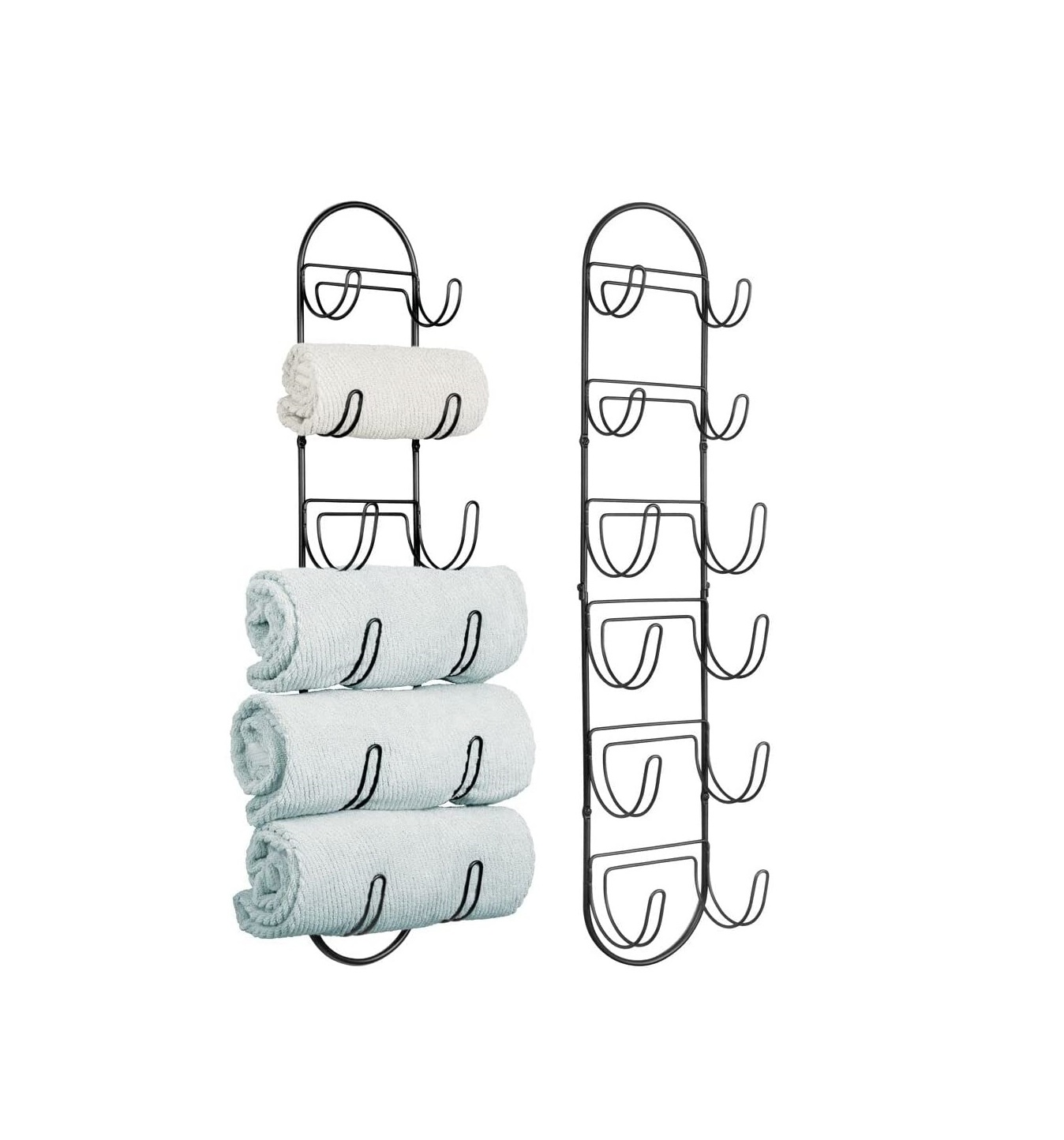 Wall Mounted Towel Rack with 6 Sections Metal Towel Storage Hanger for Bathroom/Hotel