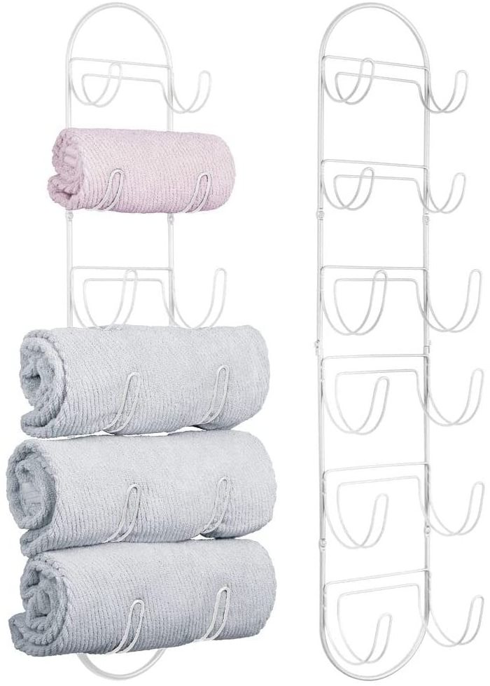 Wall Mounted Towel Rack with 6 Sections Metal Towel Storage Hanger for Bathroom/Hotel