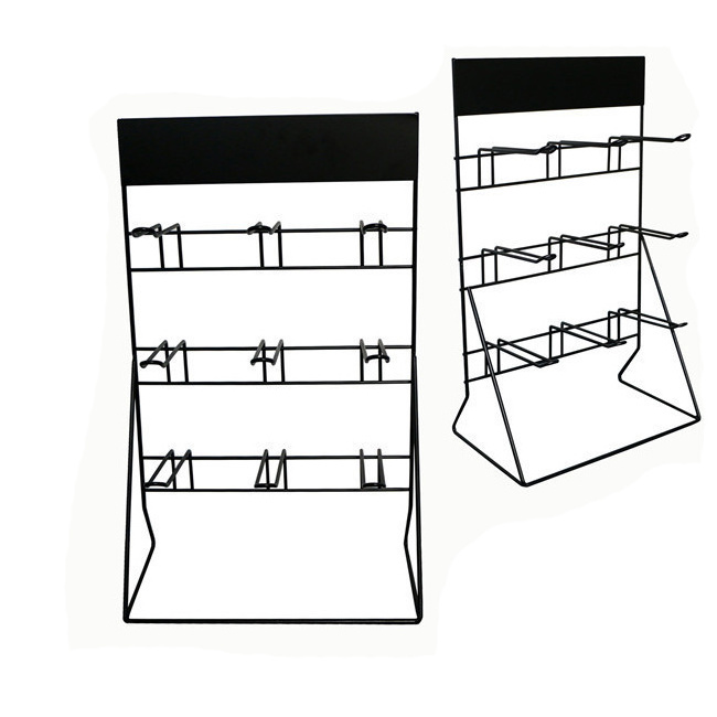 Counter top Display Rack Metal Display Stand Small Hooks Shelf Key Chain Display Stand