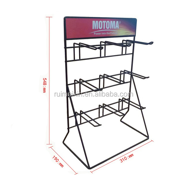 Counter top Display Rack Metal Display Stand Small Hooks Shelf Key Chain Display Stand