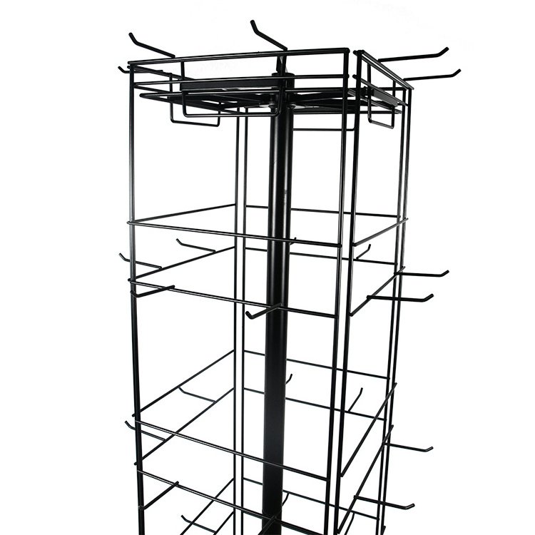 Customized 4 sieded Peg Floor Spinner Rack, Socks Display Rack for Retailing Stores