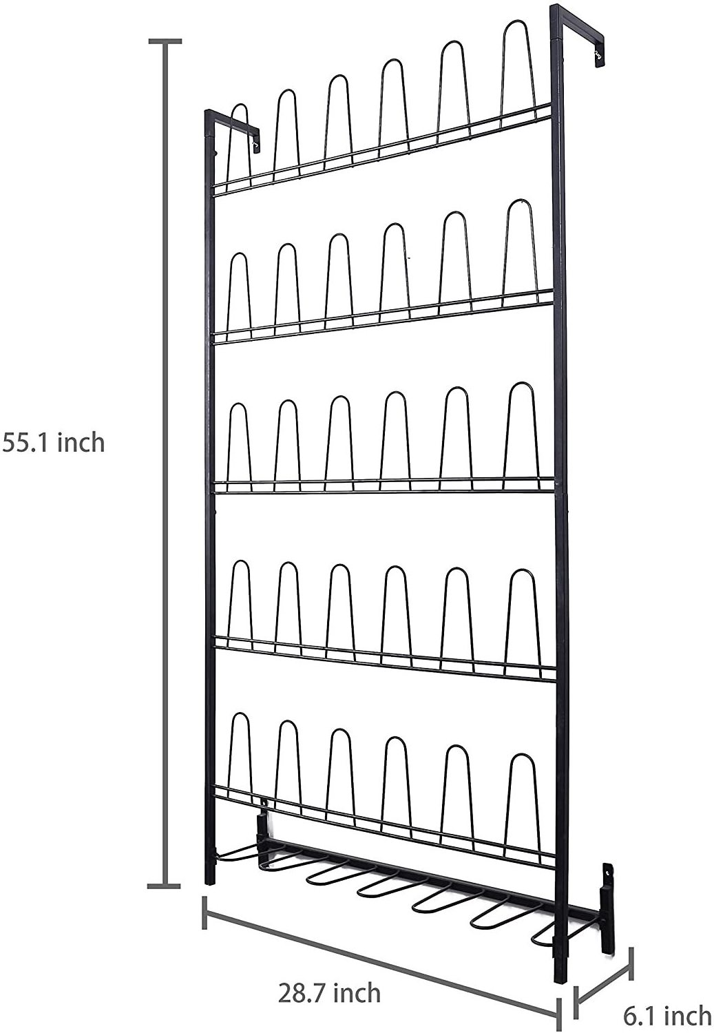 RUIMEI Black Metal Wall Mounted Boots and Shoe Rack