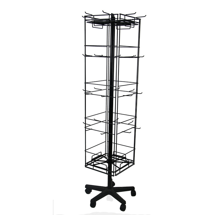 Customized 4 sieded Peg Floor Spinner Rack, Socks Display Rack for Retailing Stores