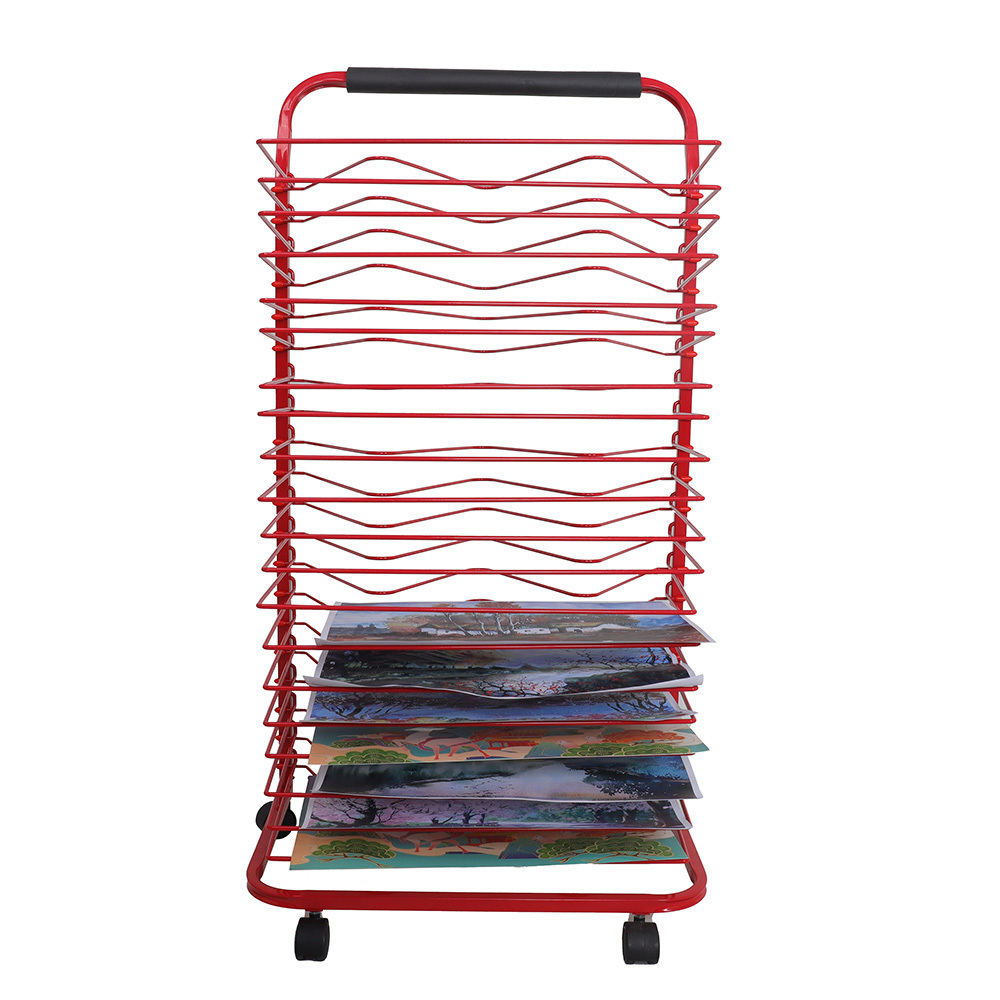 RUIMEI Art Drying Rack Rolling Paint Drying Storage Rack For Classroom 20 Shelves For Art Paper Display rack