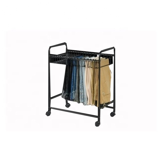 RUIMEI Closet Organizer metal pants rack trolley Trousers Stand  With Wheels Clothing display rack clothing store display rack