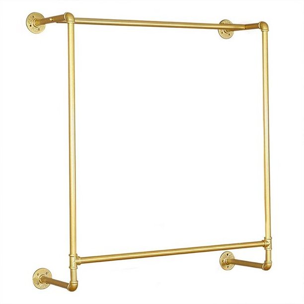 Simple Wall Mounted Metal Frame Gold U-Shaped Clothing Store Garment Display Rack