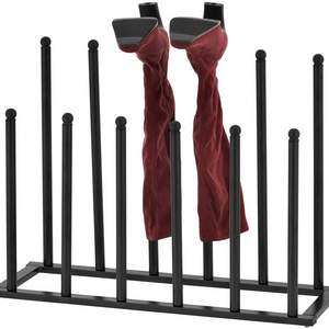 Freestanding 6 Pairs Modern Metal Black Boot Rack Organizer Tall Boots Storage, Black