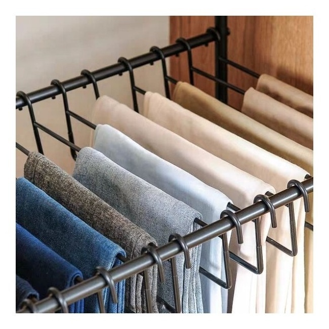 RUIMEI Closet Organizer metal pants rack trolley Trousers Stand  With Wheels Clothing display rack clothing store display rack