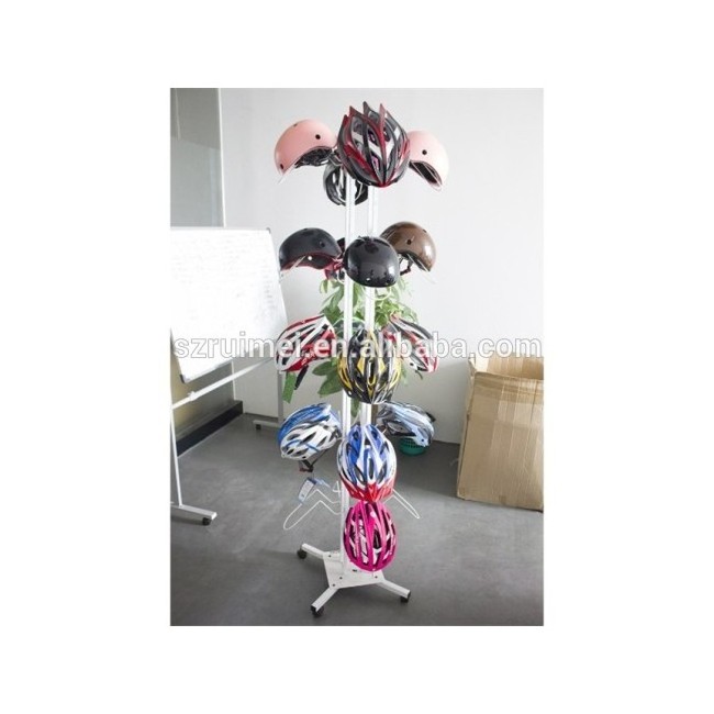 Movable Motorcycle Helmet Display Racks With Wheels spinning helmet Hanger Hooks Clothes Sock hat