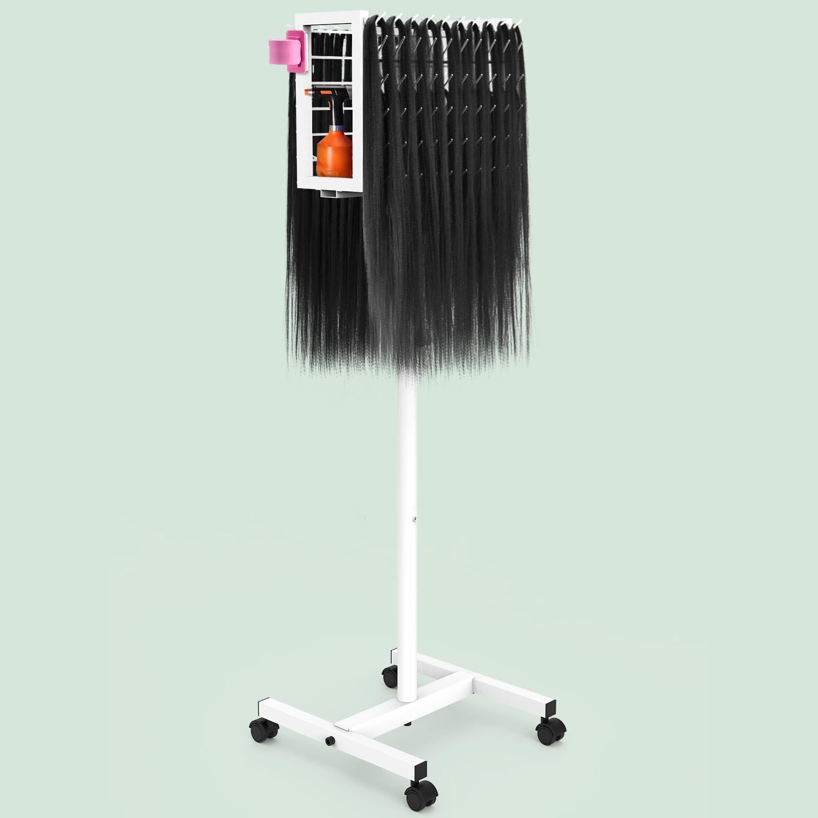 Braiding Rack Braiding Hair Rack on Wheels 140 Pegs Hair Extensions Display Rack Stand