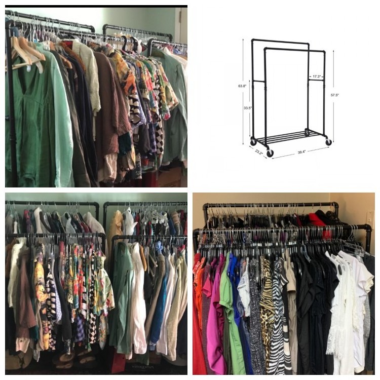 industrial pipe clothes rack double rail Pipe clothing garment rack