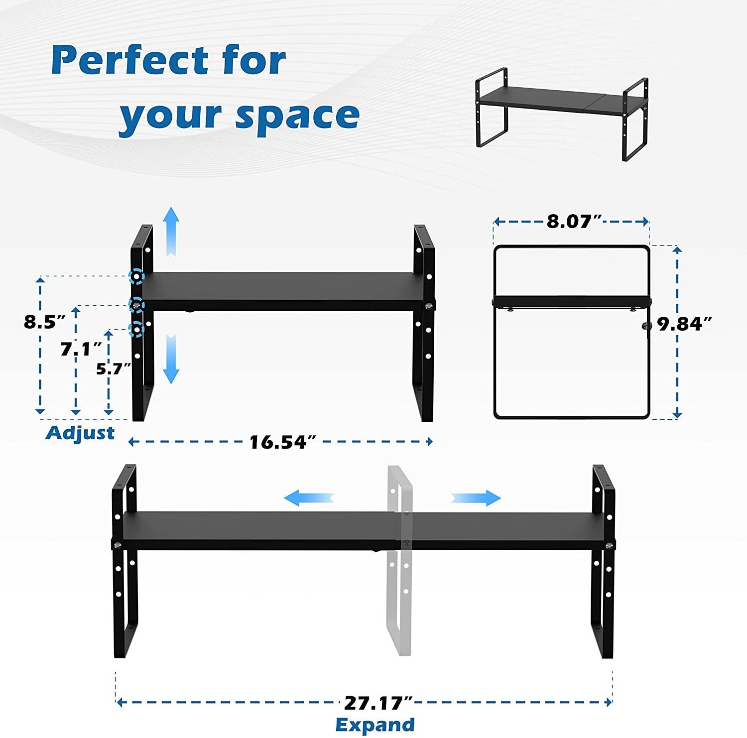 Expandable Kitchen Shelves Organizer Adjustable Cabinet Shelf Spice Rack Organizer