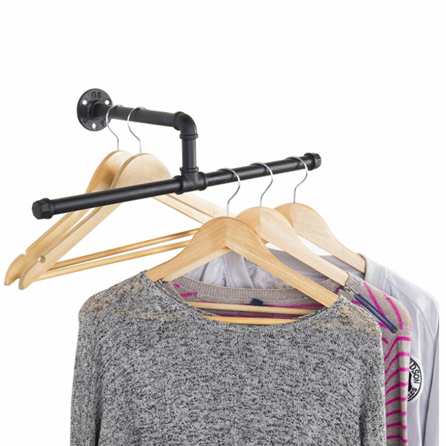 Wall Mounted T-Bar Pipe Hanging Clothing Racks Stand