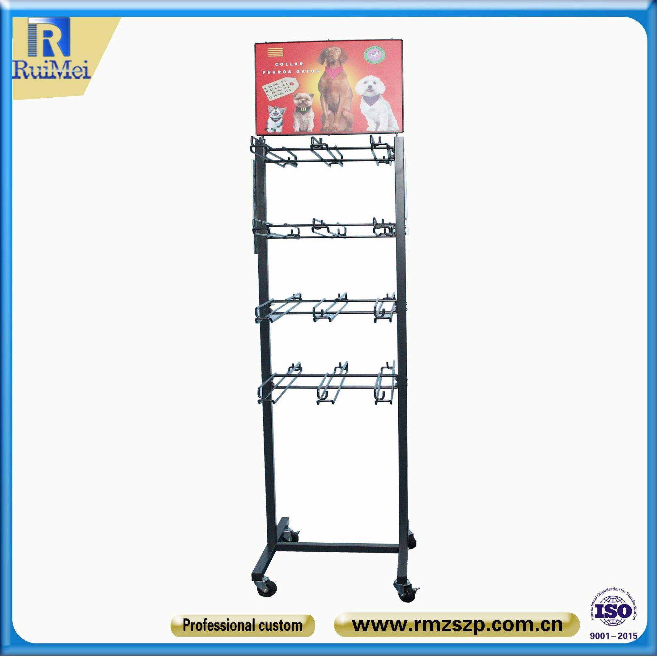 Pet shop retail pet accessories display rack for dog collar