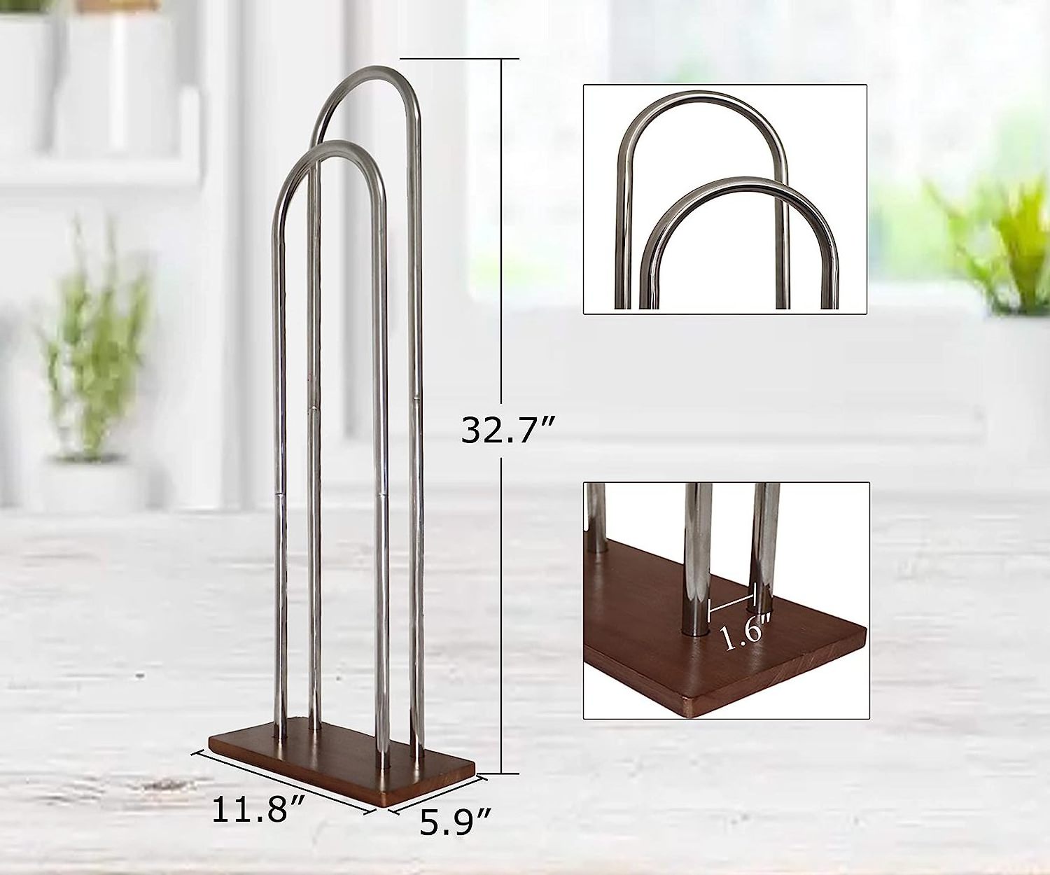 Household Stainless Steel Hanger Stacker, Clothes Hanger Organizer Stand, Portable Wood Hanger Storage Rack for Living Room