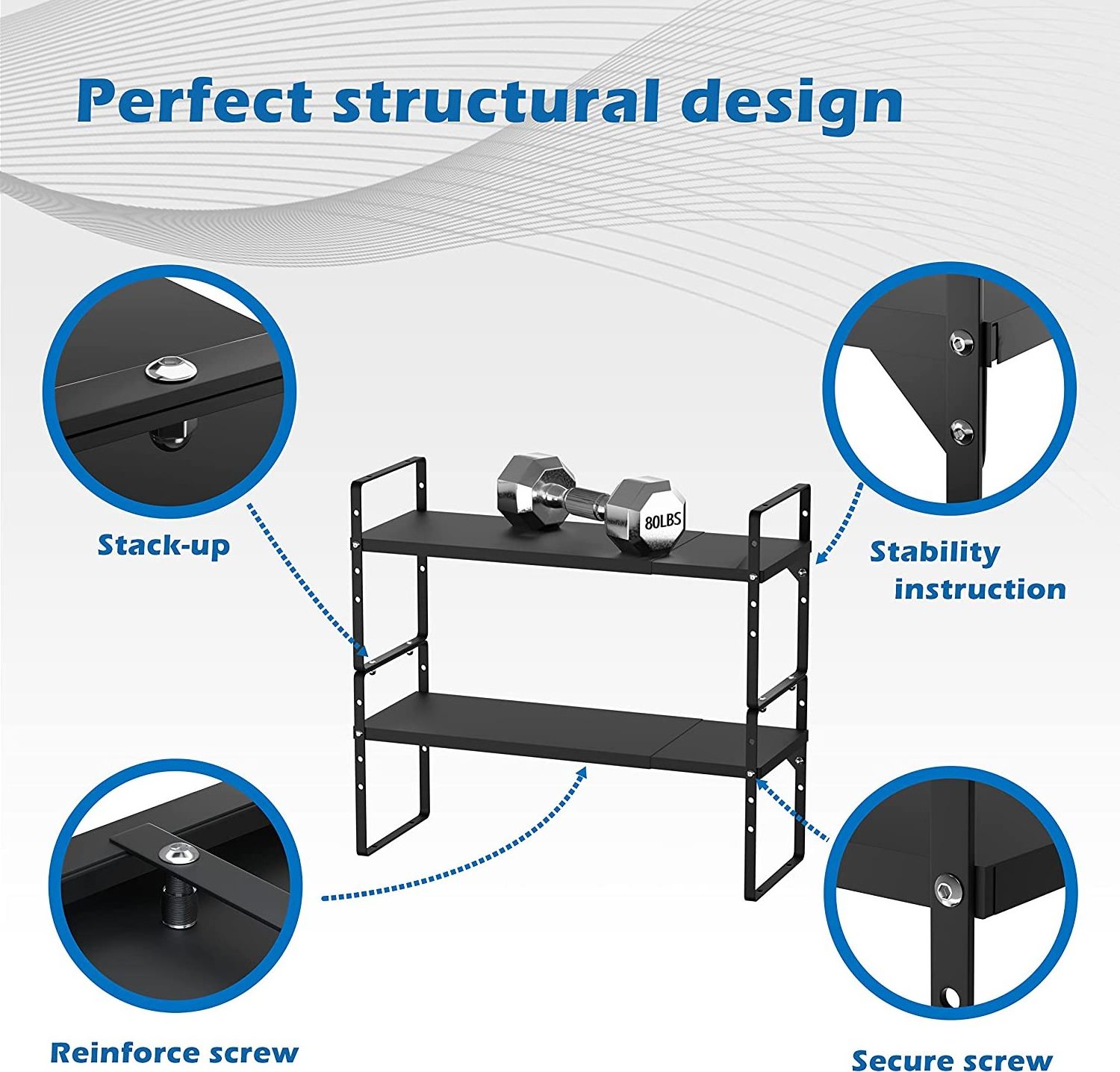 Expandable Kitchen Shelves Organizer Adjustable Cabinet Shelf Spice Rack Organizer