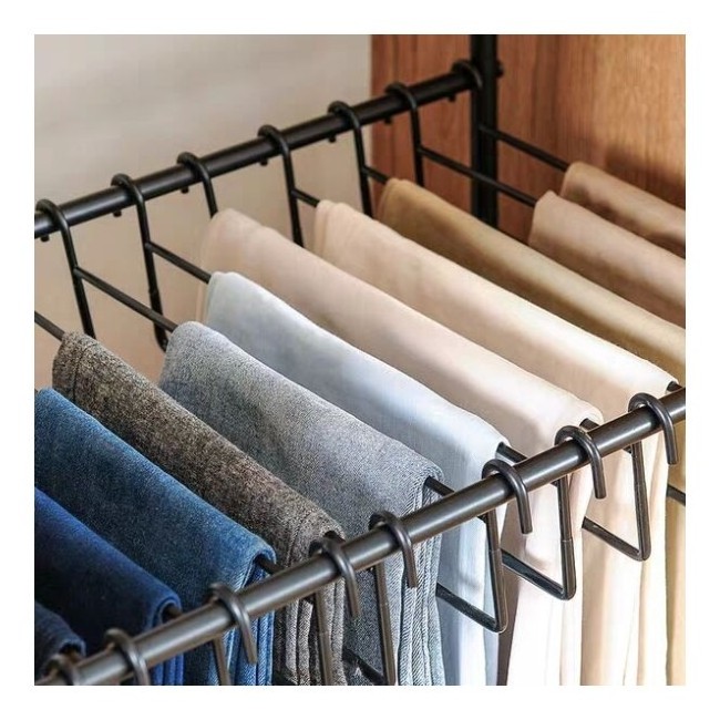 RUIMEI Closet Organizer metal pants rack trolley Trousers Stand  With Wheels Clothing display rack clothing store display rack