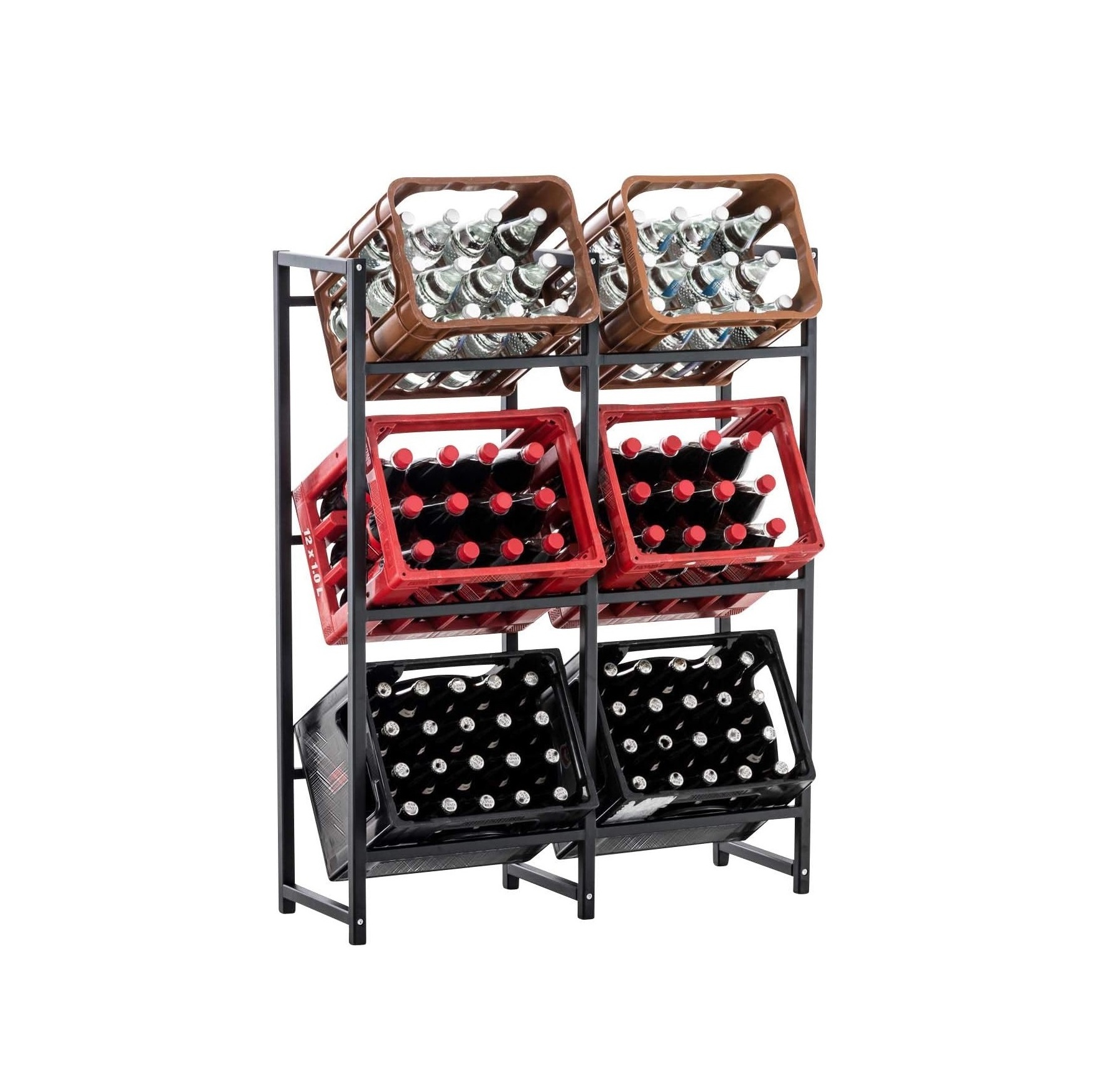 3 Tier Beverage Crate Rack Metal Drink Crate Shelf for Fruit Box/Beer Box