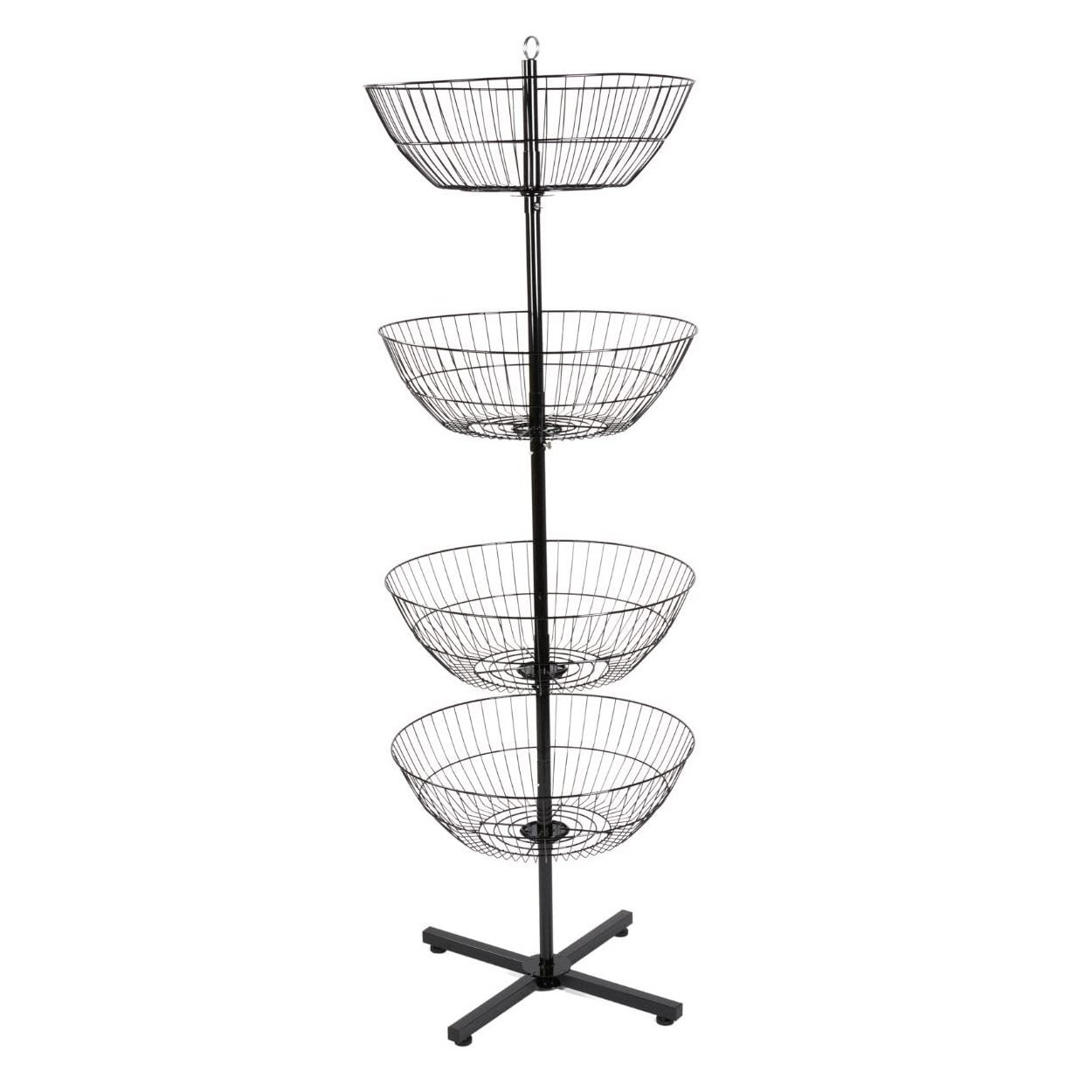 RUIMEI 4 Baskets Spinner Display Rack For Retail Store Wire Mesh Basket Shelf For Supermarket Wire Rack shelving