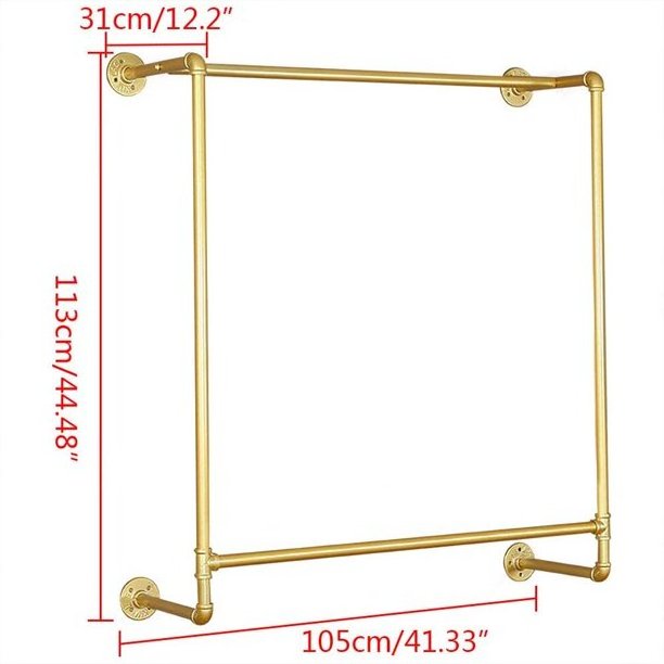 Simple Wall Mounted Metal Frame Gold U-Shaped Clothing Store Garment Display Rack