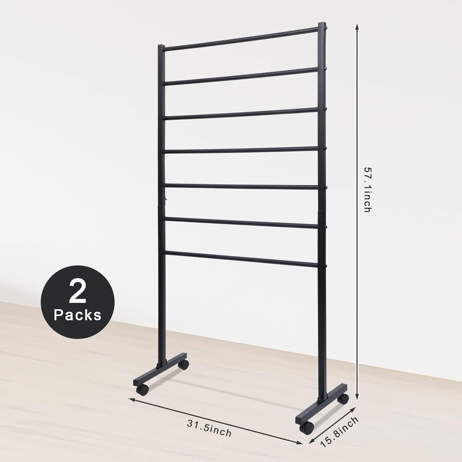 Freestanding Carpet Rack For Clothing Store,Metal 7 Tiers Scarf Display Rack With Wheels For Clothing Towel Commercial Retail