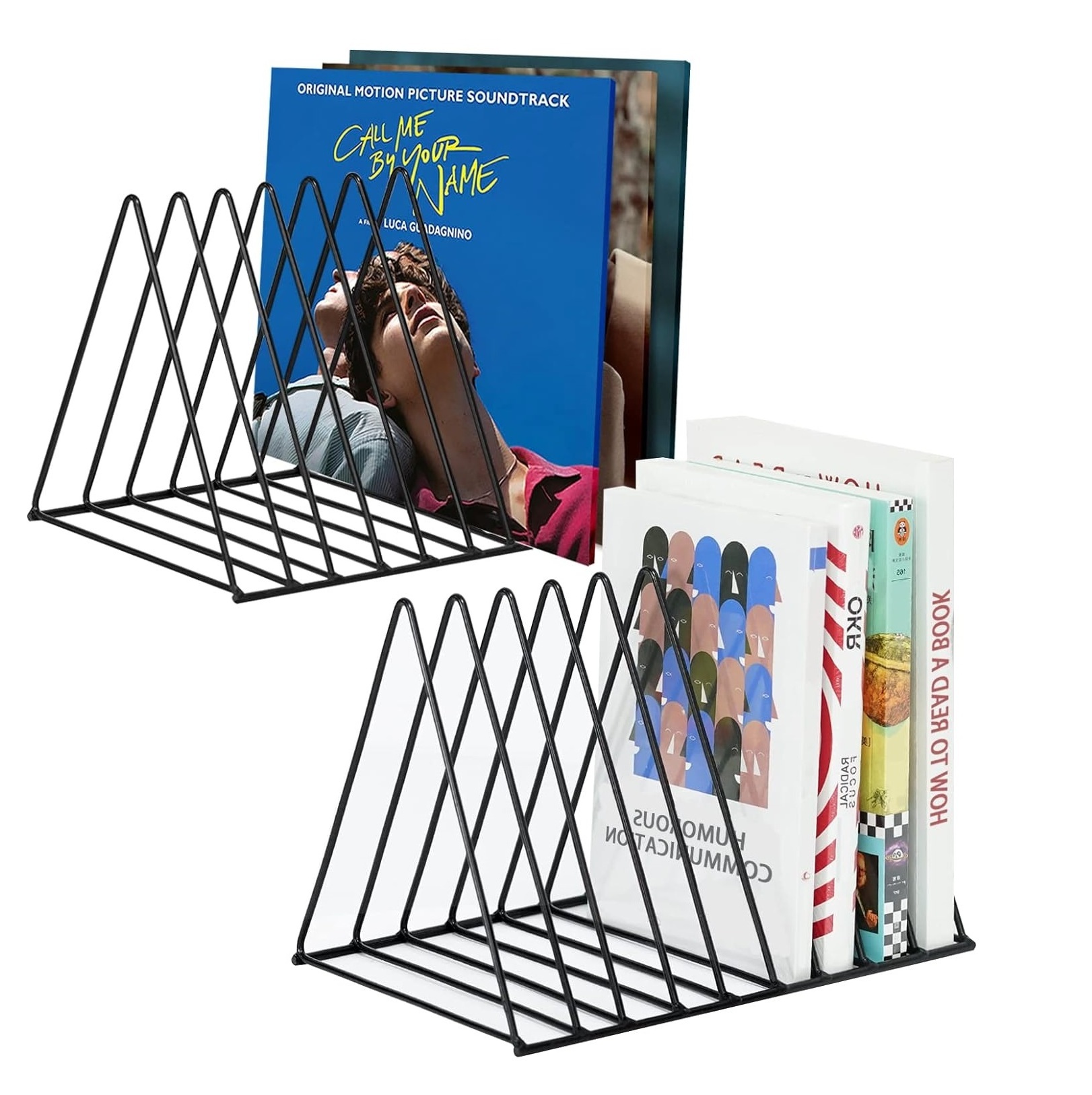 Metal Wire Magazine File Holder Triangle Shape Book Organizer File Sorter Organizer