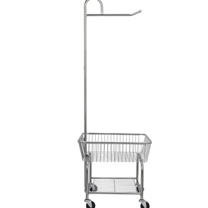 Customized Household Metal Rolling Laundry Cart with Hanging Bar with Chrome Finish