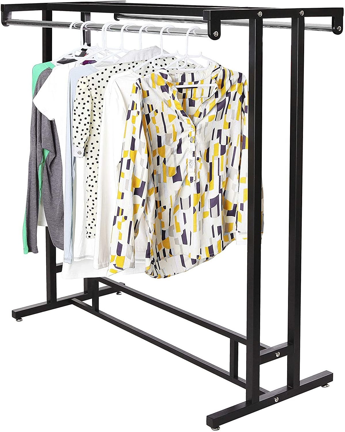 RUIMEI Clothing Display Rack Double Rod Hang rail Floor Standing Garment Rack Display Racks for Clothing Store