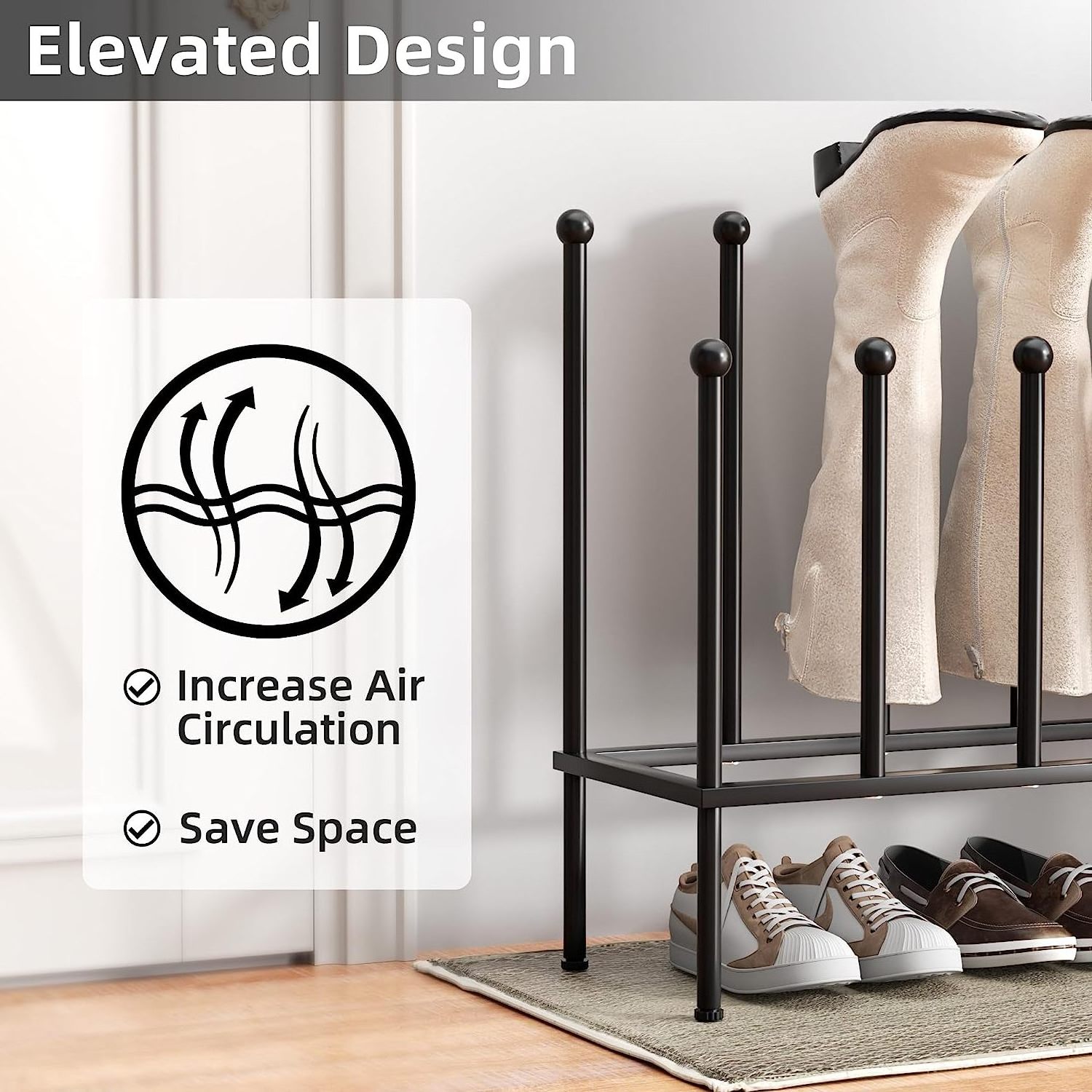 RUIMEI Shoe Display Rack Free Standing Metal Shoe Racks Boot Rack For Indoor Closet Home