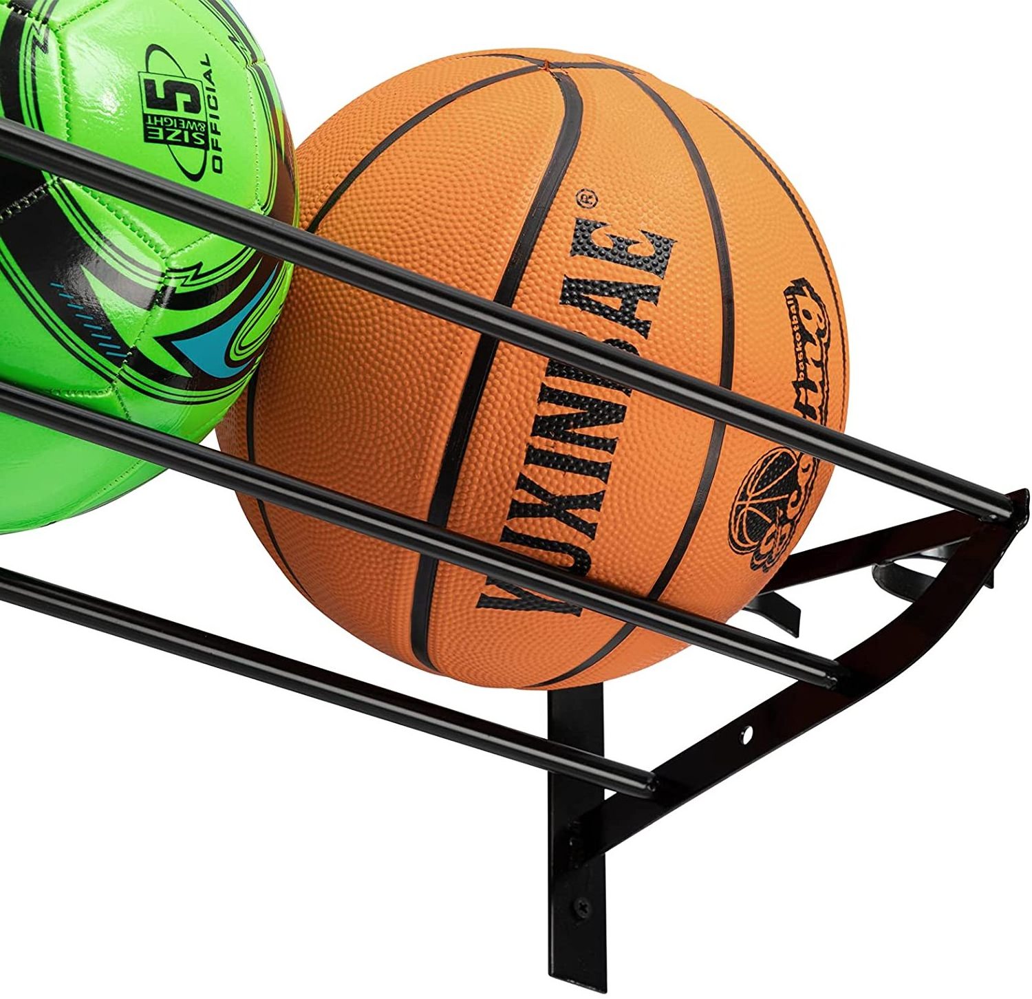 RUIMEI Wall Mounted Basketball Rack 3 Tiers Metal Basketball Storage Rack For Club Store,Ball Storage Rack For Home Gym