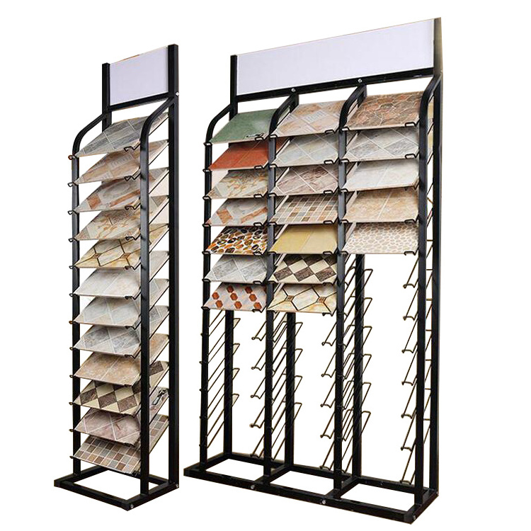 Metal tiles display racks showroom tiles carpet racks stands marble display with flags banners