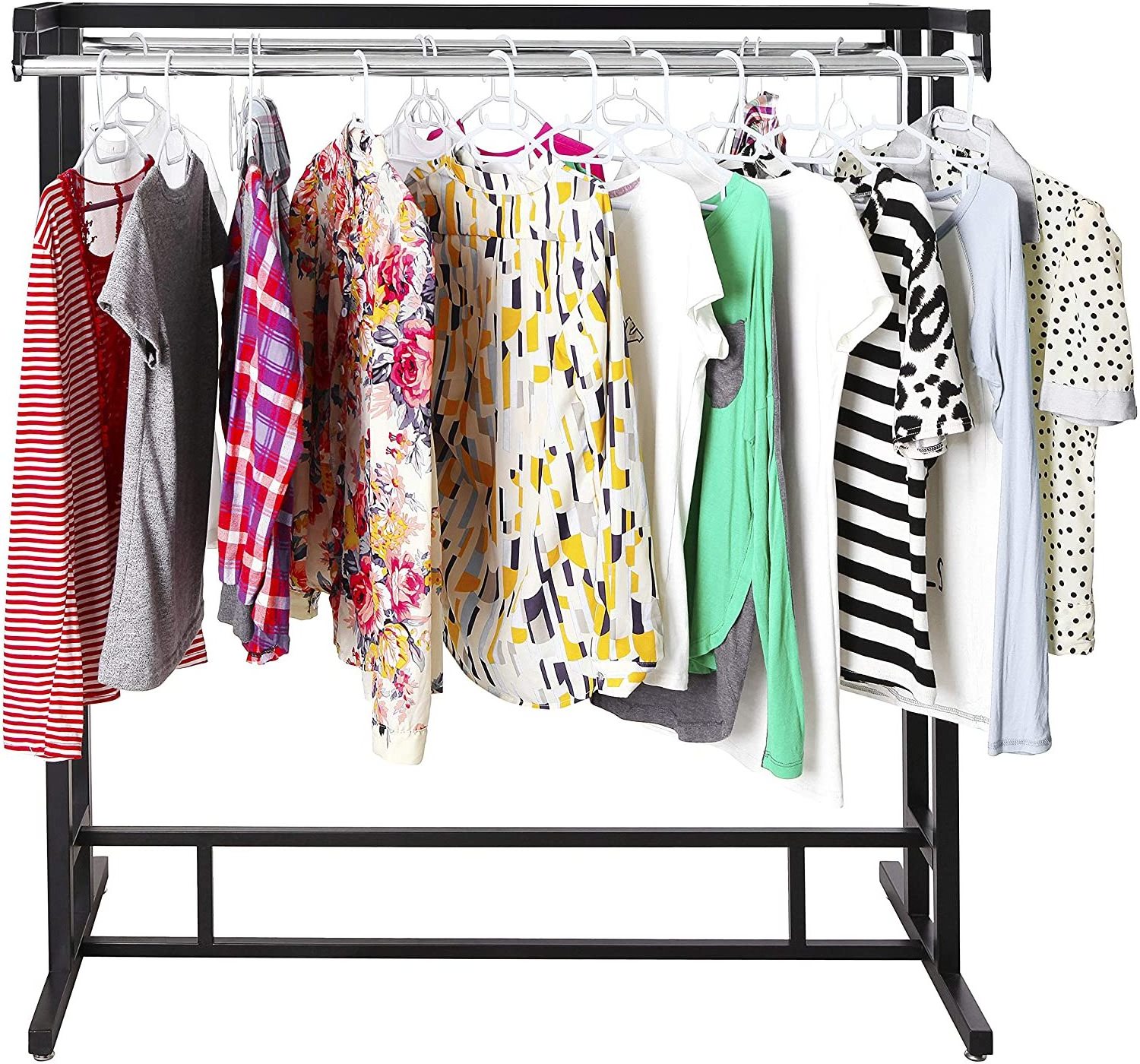 RUIMEI Clothing Display Rack Double Rod Hang rail Floor Standing Garment Rack Display Racks for Clothing Store